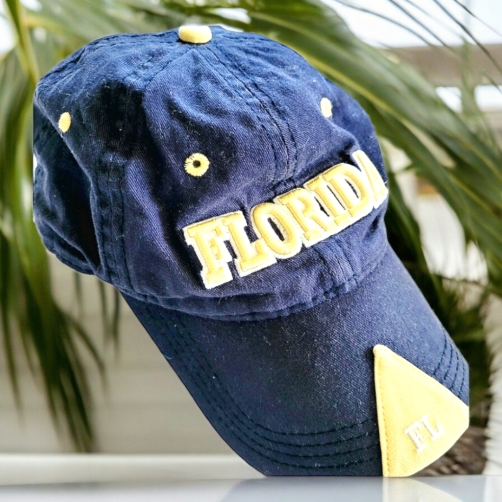 Florida Embroidered Navy Vented Adjustable Baseball Hat Florida Embroidered Navy Vented Adjustable Baseball Hat